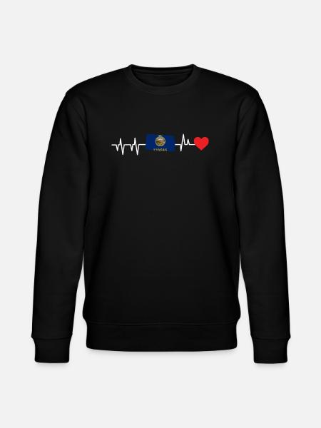 Kansas heartbeat gift - Stanley/Stella CHANGER Unisex Organic Sweatshirt - black