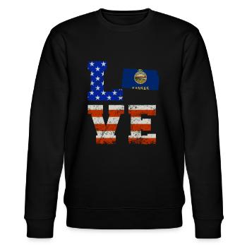 Dear Kansas gift - Stanley/Stella CHANGER Unisex Organic Sweatshirt - black - Front - Nik (191cm) & Marisol (170cm)