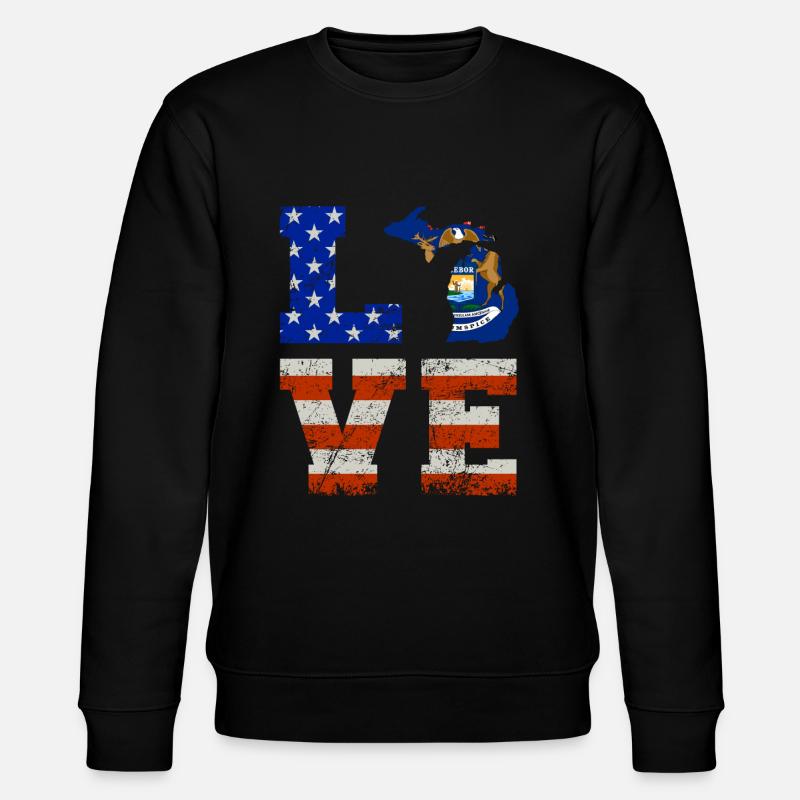 Dear Michigan Us flag gift - Stanley/Stella CHANGER Unisex Organic Sweatshirt - black