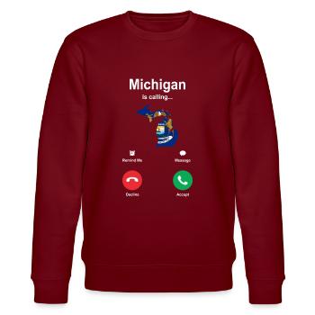 Reisendes Michigan geschenk - Stanley/Stella Unisex Bio-Sweatshirt CHANGER  - Burgunderrot - Vorne - Nik (191cm) & Marisol (170cm)