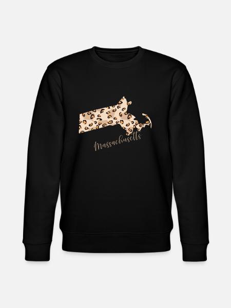 Massachusetts Leopard Pattern Card - Stanley/Stella CHANGER Unisex Organic Sweatshirt - black