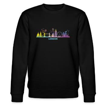 Londoner Skyline London - Stanley/Stella Unisex Bio-Sweatshirt CHANGER  - Schwarz - Vorne - Nik (191cm) & Marisol (170cm)