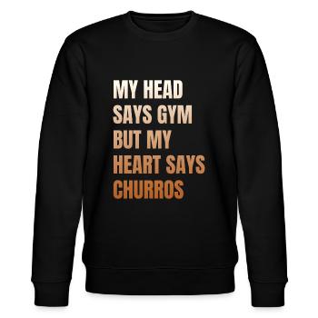 Mein Kopf Sagt Gym Funny Churros - Stanley/Stella Unisex Bio-Sweatshirt CHANGER  - Schwarz - Vorne - Nik (191cm) & Marisol (170cm)