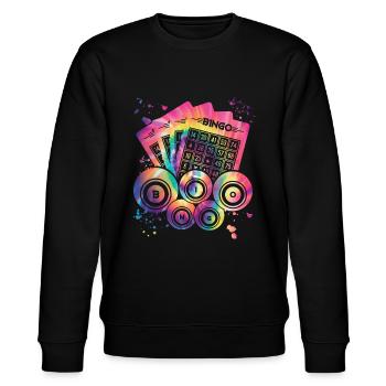Bingo Bälle Farbsprotzer Frauen Männer Bingo - Stanley/Stella Unisex Bio-Sweatshirt CHANGER  - Schwarz - Vorne - Nik (191cm) & Marisol (170cm)