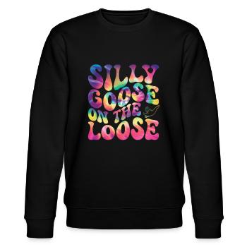 Die Dumme Gans Auf Freiem Fuß - Stanley/Stella Unisex Bio-Sweatshirt CHANGER  - Schwarz - Vorne - Nik (191cm) & Marisol (170cm)