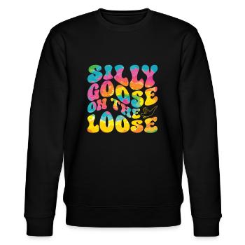 Die Dumme Gans Auf Freiem Fuß - Stanley/Stella Unisex Bio-Sweatshirt CHANGER  - Schwarz - Vorne - Nik (191cm) & Marisol (170cm)