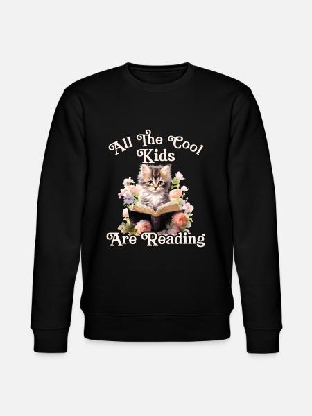 All Cool Kids Reading Cat - Stanley/Stella CHANGER Unisex Organic Sweatshirt - black
