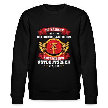 Ostdeutschland Ostdeutscher Ossi DDR Geschenk - Stanley/Stella Unisex Bio-Sweatshirt CHANGER  - Schwarz - Vorne - Nik (191cm) & Marisol (170cm)