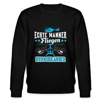 Herren Helikopter Hubschrauber Pilot Heli - Stanley/Stella Unisex Bio-Sweatshirt CHANGER  - Schwarz - Vorne - Nik (191cm) & Marisol (170cm)