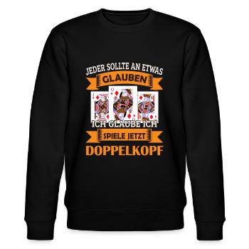 Doppelkopf Kartenspieler - Stanley/Stella Unisex Bio-Sweatshirt CHANGER  - Schwarz - Vorne - Nik (191cm) & Marisol (170cm)