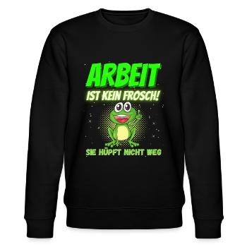 Arbeit ist kein Frosch! Sie hüpft nicht weg - Stanley/Stella Unisex Bio-Sweatshirt CHANGER  - Schwarz - Vorne - Nik (191cm) & Marisol (170cm)
