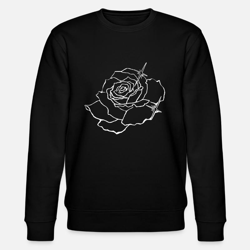 Rosenblüte mit Sternen - Stanley/Stella Unisex Bio-Sweatshirt CHANGER  - Schwarz