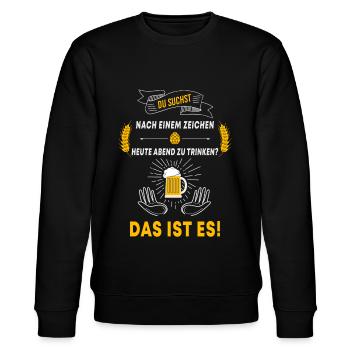 Biertrinker Bierspruch Grund zum trinken Mallorca - Stanley/Stella Unisex Bio-Sweatshirt CHANGER  - Schwarz - Vorne - Nik (191cm) & Marisol (170cm)