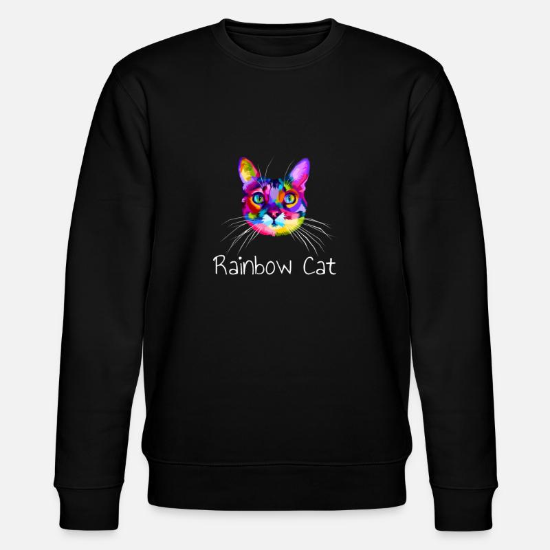 Regenbogen Katze - Stanley/Stella Unisex Bio-Sweatshirt CHANGER - Schwarz