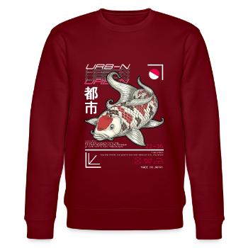 Japanischer Art Style Koi Fisch - Stanley/Stella Unisex Bio-Sweatshirt CHANGER  - Burgunderrot - Vorne - Nik (191cm) & Marisol (170cm)