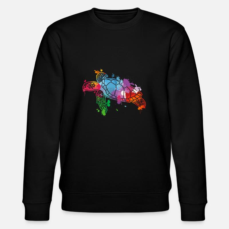 Aquarell Schildkröte - Stanley/Stella Unisex Bio-Sweatshirt CHANGER  - Schwarz