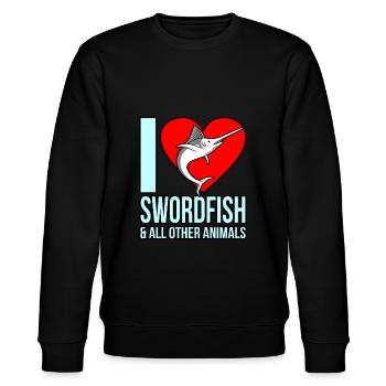 Schwertfisch - Stanley/Stella Unisex Bio-Sweatshirt CHANGER  - Schwarz - Vorne - Nik (191cm) & Marisol (170cm)