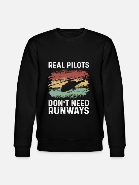 Helicopter Pilot Gift - Stanley/Stella CHANGER Unisex Organic Sweatshirt - black