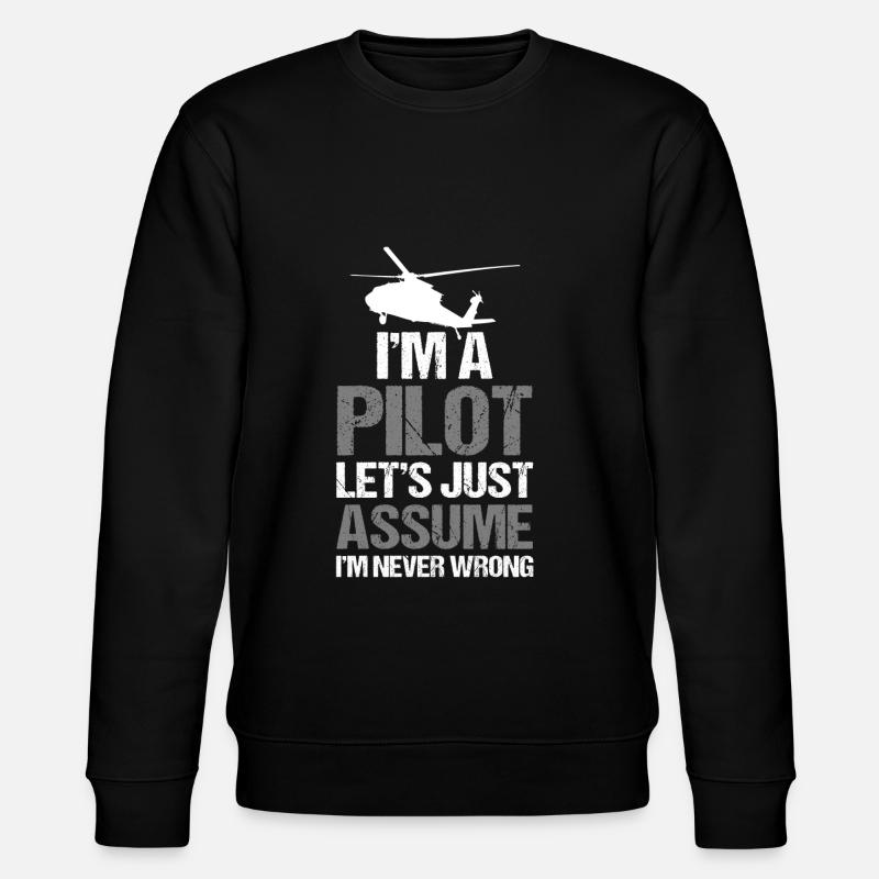 Helicopter Pilot Gift - Stanley/Stella CHANGER Unisex Organic Sweatshirt - black