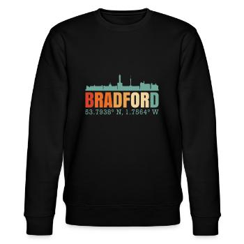 Bradford England Großbritannien Skyline - Stanley/Stella Unisex Bio-Sweatshirt CHANGER  - Schwarz - Vorne - Nik (191cm) & Marisol (170cm)