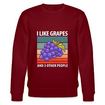 Grape Grapes Wine Gift - Stanley/Stella CHANGER Unisex Organic Sweatshirt - burgundy - Front - Nik (191cm) & Marisol (170cm)