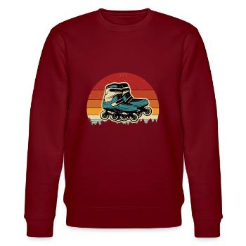 Inlineskating Inlineskater Geschenk - Stanley/Stella Unisex Bio-Sweatshirt CHANGER  - Burgunderrot - Vorne - Nik (191cm) & Marisol (170cm)