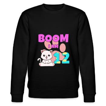 12. Geburtstag Katze - Stanley/Stella Unisex Bio-Sweatshirt CHANGER  - Schwarz - Vorne - Nik (191cm) & Marisol (170cm)