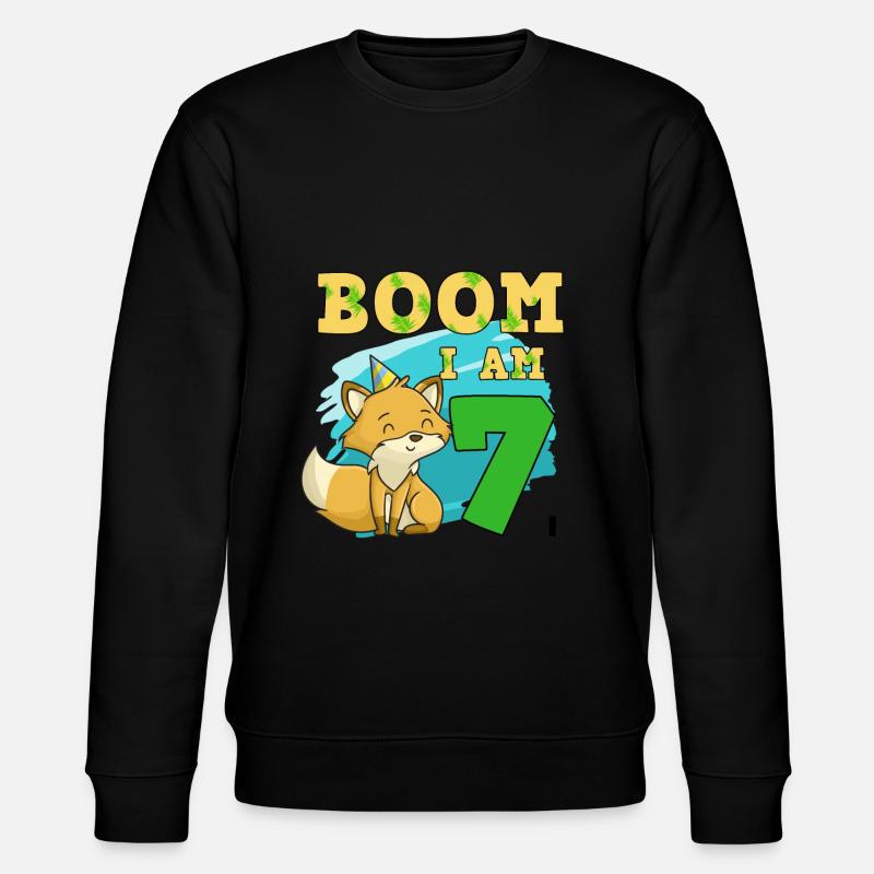 7th birthday fox - Stanley/Stella CHANGER Unisex Organic Sweatshirt - black