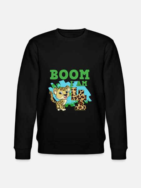 4th birthday leopard - Stanley/Stella CHANGER Unisex Organic Sweatshirt - black