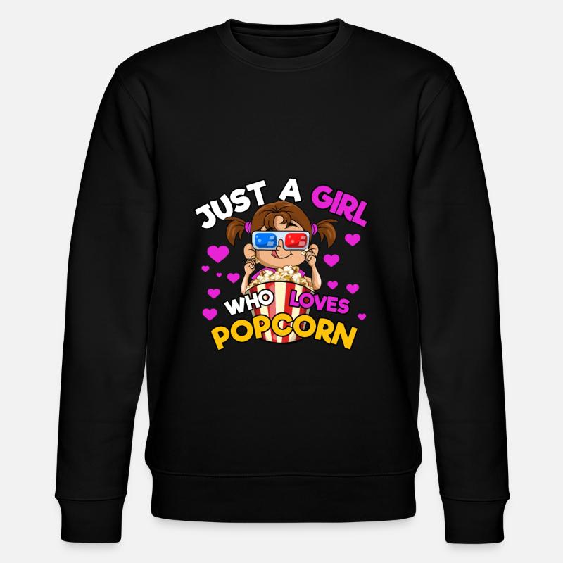 Nur ein Mädchen, das Popcorn liebt - Stanley/Stella Unisex Bio-Sweatshirt CHANGER  - Schwarz