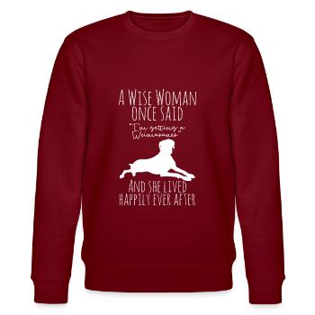 Weimaraner - Stanley/Stella Unisex Bio-Sweatshirt CHANGER  - Burgunderrot - Vorne - Nik (191cm) & Marisol (170cm)