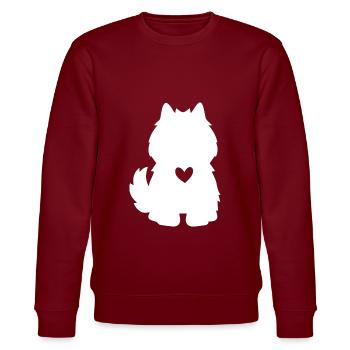 American Eskimo Dog - Stanley/Stella CHANGER Unisex Organic Sweatshirt - burgundy - Front - Nik (191cm) & Marisol (170cm)