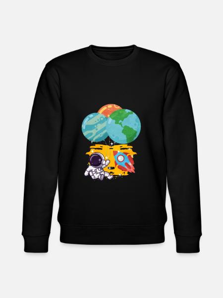 Astronaut Pluto Neptune Earth Balloon - Stanley/Stella CHANGER Unisex Organic Sweatshirt - black