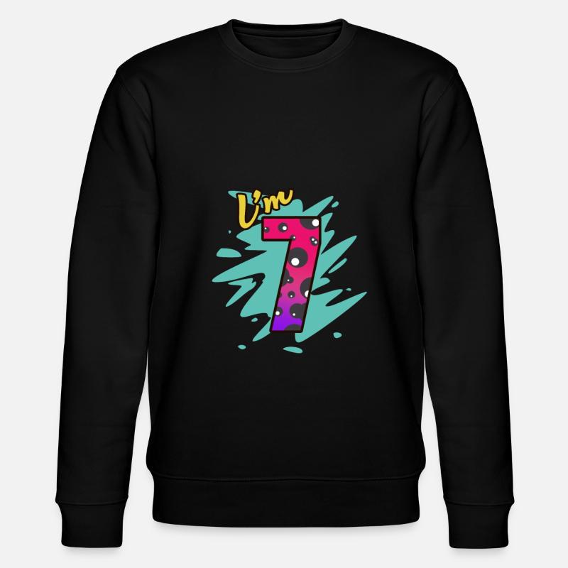 7th birthday - Stanley/Stella CHANGER Unisex Organic Sweatshirt - black