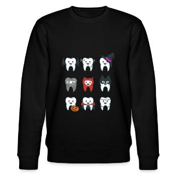 Zahn Zähne Zahnarzt Zahnmedizinische Angestellte - Stanley/Stella Unisex Bio-Sweatshirt CHANGER  - Schwarz - Vorne - Nik (191cm) & Marisol (170cm)