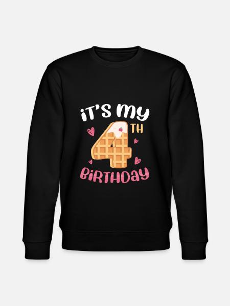 4th Birthday Waffle - Stanley/Stella CHANGER Unisex Organic Sweatshirt - black