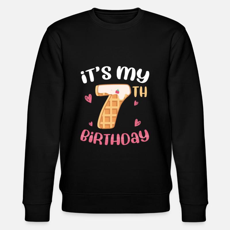 7th Birthday Waffle - Stanley/Stella CHANGER Unisex Organic Sweatshirt - black