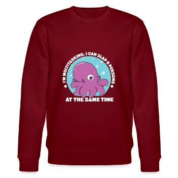 Krake - Stanley/Stella Unisex Bio-Sweatshirt CHANGER  - Burgunderrot - Vorne - Nik (191cm) & Marisol (170cm)