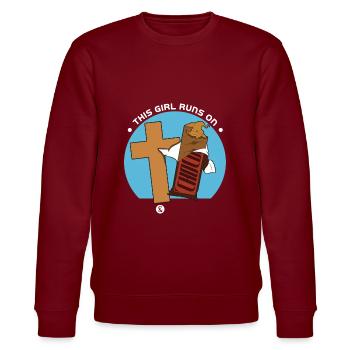Jésus et le chocolat - Sweat bio CHANGER Stanley/Stella Unisexe - bordeaux - Devant - Nik (191cm) & Marisol (170cm)