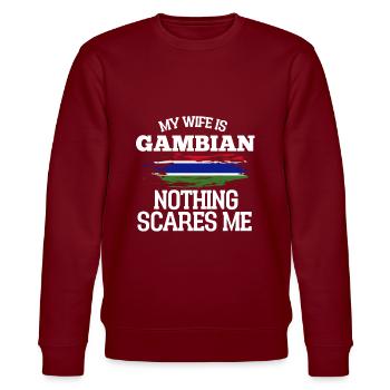 Gambia Ehefrau - Stanley/Stella Unisex Bio-Sweatshirt CHANGER  - Burgunderrot - Vorne - Nik (191cm) & Marisol (170cm)