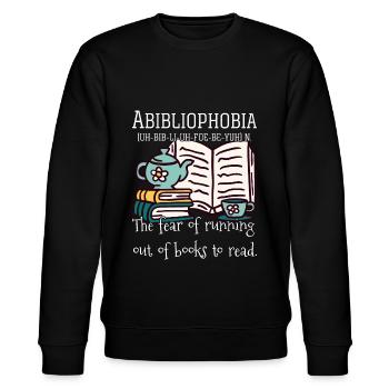 Abibliophobie Lesung Bücherwurm Leser Geschenk - Stanley/Stella Unisex Bio-Sweatshirt CHANGER  - Schwarz - Vorne - Nik (191cm) & Marisol (170cm)