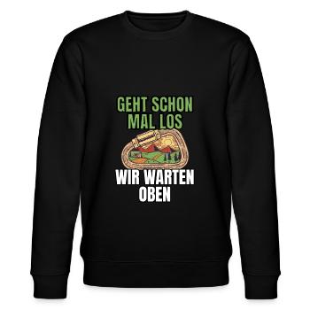 Bergführer Spruch für Wanderung mit Wanderführer - Stanley/Stella Unisex Bio-Sweatshirt CHANGER  - Schwarz - Vorne - Nik (191cm) & Marisol (170cm)