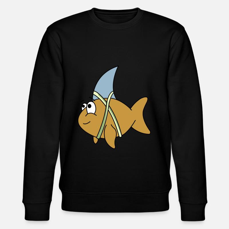 Fisch mit Haifischflosse - Stanley/Stella Unisex Bio-Sweatshirt CHANGER  - Schwarz