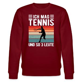 Tennis Tennisspieler Tennisplatz retro - Stanley/Stella Unisex Bio-Sweatshirt CHANGER  - Burgunderrot - Vorne - Nik (191cm) & Marisol (170cm)