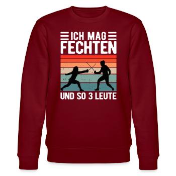 Fechten Lustiger Fechter Spruch Geschenkidee - Stanley/Stella Unisex Bio-Sweatshirt CHANGER  - Burgunderrot - Vorne - Nik (191cm) & Marisol (170cm)