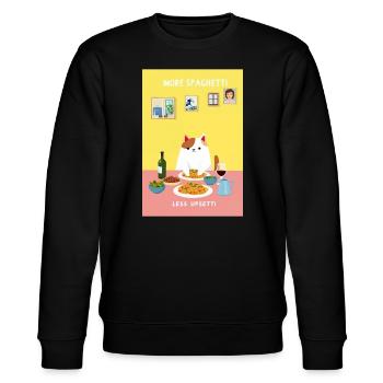 More Spaghetti Less Upsetti Lustiges Katzenspruch - Stanley/Stella Unisex Bio-Sweatshirt CHANGER  - Schwarz - Vorne - Nik (191cm) & Marisol (170cm)