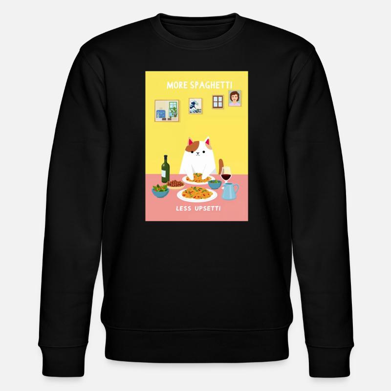 More Spaghetti Less Upsetti Lustiges Katzenspruch - Stanley/Stella Unisex Bio-Sweatshirt CHANGER - Schwarz
