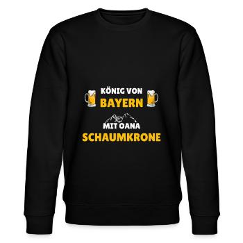 König von Bayern - Bavaria Spruch mit Bier Motiv - Stanley/Stella Unisex Bio-Sweatshirt CHANGER  - Schwarz - Vorne - Nik (191cm) & Marisol (170cm)