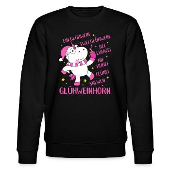 Glühweinhorn Einhorn Glühwein Sprüche Geschenk - Stanley/Stella Unisex Bio-Sweatshirt CHANGER  - Schwarz - Vorne - Nik (191cm) & Marisol (170cm)