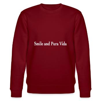 Smile et Pura Vida Souvenir en langue espagnole - Sweat bio CHANGER Stanley/Stella Unisexe - bordeaux - Devant - Nik (191cm) & Marisol (170cm)